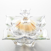 Конфетница с крышкой Bohemia Gold Florale зеленая 20 см