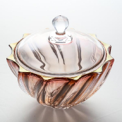 Конфетница с крышкой Bohemia Gold Scallop красная 19 см