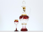 Комплект для ликера 7 предметов Волна красная E-S Bohemia Crystal