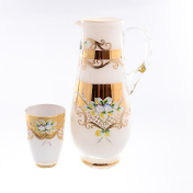 Комплект для воды 7 пр Лепка белая E-S Bohemia Crystal