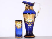 Комплект для воды 7 предметов Лепка синяя E-S Bohemia Crystal