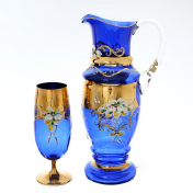 Комплект для воды Bohemia лепка синяя E-S 7 предметов Bohemia Crystal