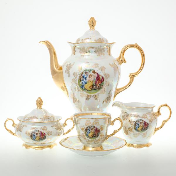 Фото Кофейные сервизы Фарфоровый кофейный сервиз Sterne porcelan Мадонна Перламутр 6 персон 17 предметов
