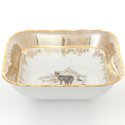 Салатник квадратная Sterne porcelan Охота Бежевая 16 см