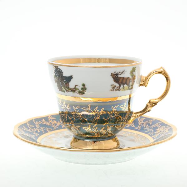 Фото Кофейные пары Комплект кофейнных пар Sterne porcelan Охота Зеленая 140 мл(6 пар)