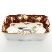 Салатник квадратная Queen's Crown Корона Охота красная 25 см Queens Crown
