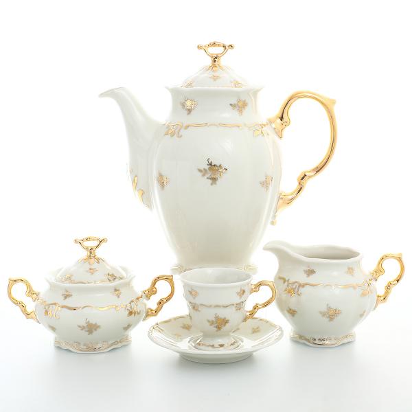 Фото Кофейные сервизы Фарфоровый кофейный сервиз Thun Мария Луиза Ivory 6 персон 17 предметов