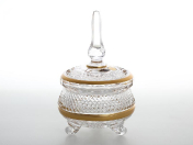 Конфетница с крышкой 115 мл хрусталь с золотом Bohemia Crystal