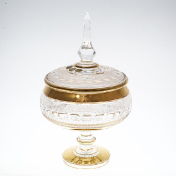 Конфетница с крышкой хрусталь с золотом Bohemia Max Crystal 20 см Bohemia Crystal
