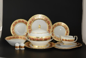 Столовый сервиз на 6 персон 27 предметов ARABESQUE BORDEAUX Gold Falkenporzellan