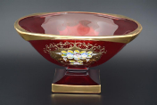 Фруктовница красная Bohemia Gold Magma 34 см Bohemia Crystalite