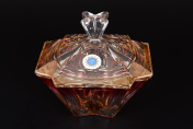Конфетница розовая с крышкой Bohemia Gold Metropolitan 15 см Bohemia Crystalite