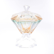 Фруктовница на ножке зеленая с крышкой 26 см METROPOLITAN R-G Bohemia Crystalite
