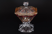 Фруктовница на ножке розовая с крышкой 26 см METROPOLITAN R-G Bohemia Crystalite