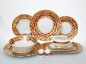 Столовый сервиз на 6 персон Falkenporzellan Natalia bordeaux gold 25 предметов