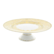 Тарелка для торта на ножке Falkenporzellan Natalia creme gold 32 см