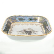 Салатник квадратная Sterne porcelan Охота Зеленая 25 см