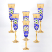 Комплект фужеров "Анжела" для шампанского синий Bohemia Star Crystal 190 мл(6 шт.)