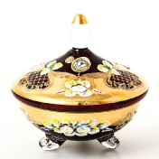 Конфетница с крышкой Bohemia Лепка красная Bohemia Crystal
