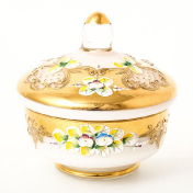 Конфетница с крышкой 16 см Лепка белая E-S Bohemia Crystal