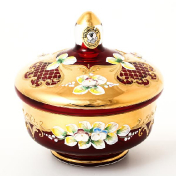 Конфетница с крышкой Crystal Bohemia Лепка красная 16 см Bohemia Crystal