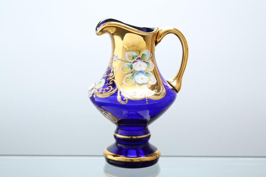 Фото Сахарницы и молочники Фарфоровый молочник Bohemia лепка синяя E-S 350 мл Bohemia Crystal