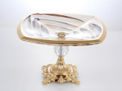 Фруктовница на ножке Bohemia Gold Facet 32 см