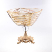 Фруктовница на ножке Bohemia Gold Facet 33 см