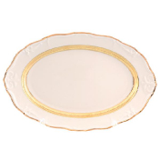 Овальное блюдо Thun Мария Луиза золотая лента Ivory 34 см