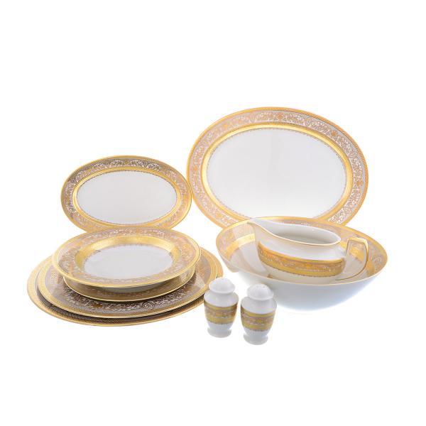 Фото Столовые сервизы Столовый сервиз без Супницаа Falkenporzellan Cream Majestic Gold 6 персон 26 предметов