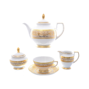 Фарфоровый чайный сервиз на 6 персон Falkenporzellan Diadem White Creme Gold 15 предметов
