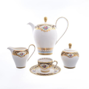 Фарфоровый кофейный сервиз Falkenporzellan Opal cobalt gold 6 персон