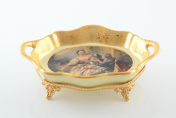 Овальное блюдо на ножке глубокое Bruno Costenaro Boucher Ceramiche 25 см