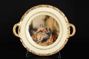 Фарфоровый поднос круглый с ручками Bruno Costenaro Boucher Ceramiche 36.5*30*4 см