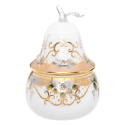 Конфетница с крышкой Star Crystal Лепка белая 20,5 см