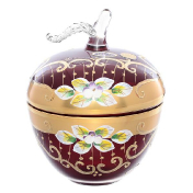 Конфетница с крышкой Star Crystal Лепка красная 10,5 см